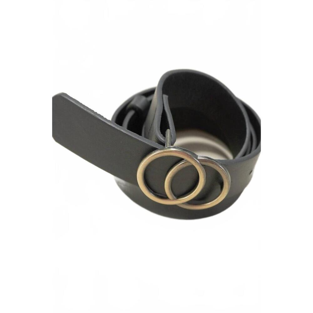 NEW JOSSLYN BY WALL TO WALL women's double o buckle vegan leather belt in black